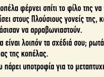 Η κόρη φέρνει σπίτι τον φίλο της για να τον γνωρίσει στους Πλούσιους γονείς της, καθώς αποφάσισαν να αρραβωνιαστούν.