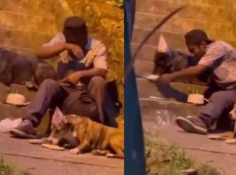 Άστεγος γιορτάζει στο δρόμο τα γενέθλια του σκύλου του- Το βίντεο έγινε viral