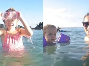 Αuτή η μητέρα τραβούσε βίντεο τα παιδιά της μέσα στην θάλασσα, όταν είδε τι εμφανίστηκε από πίσω… έμεινε