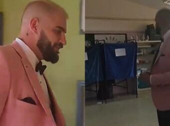 Κάλπες πριν τον.. Ησαΐα: Πήγε με το ροζ γαμπριάτικο κοστούμι του να ψηφίσει & έφυγε με τη μηχανή για την εκκλησία