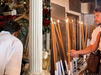 Στην Παναγία της Τήνου Σάκης Κατσούλης – Μαριαλένα Ρουμελιώτη: Προσκύνησαν, άναψαν λαμπάδες & πήραν αγιασμό