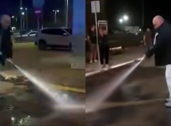 Τον “τσάκωσε” η κάμερα πάλι… Ο Δήμαρχος Βόλου Αχιλλέας Μπέος πήρε την μάνικα και καθάρισε τις λάσπες στους δρόμους