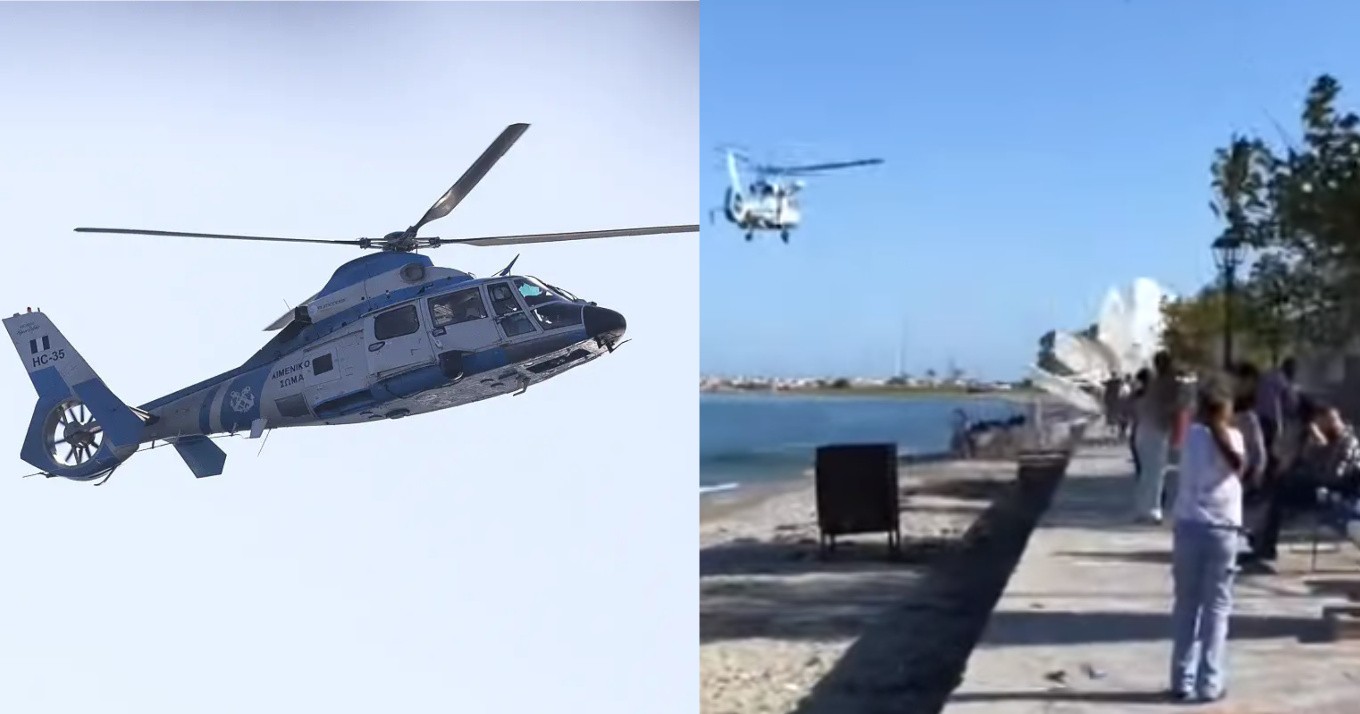 Νέο σοκ με ελικόπτερο: Τραγικό περιστατικό στην Πιερία, ελικόπτερο του Λιμενικού παρέσυρε ομπρέλες στην παραλία