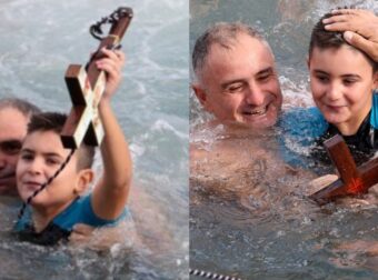 Μπράβο, λεβέντη: Ο 8χρονος Ευτύχης βούτηξε και έπιασε τον Σταυρό – Έψαλαν τον εθνικό ύμνο οι «βουτηχτάδες»