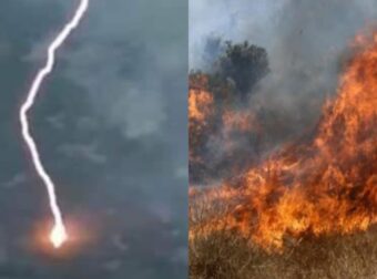 Φωτιά τώρα κοντά σε σπίτια από κεραυνό: Εικόνα που κόβει την ανάσα, η απίστεuτη φώτο την στιγμή που χτυπά ο κεραυνός