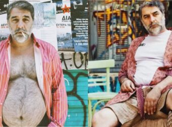 Ο Βασίλης Μπισμπίκης εμφανίστηκε με κόκκινες γόβες, δικτυωτές κάλτσες και ροζ ρόμπα