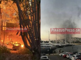 Φωτιά: Μαύρος καπνός σκέπασε τον ουρανό του Πειραιά