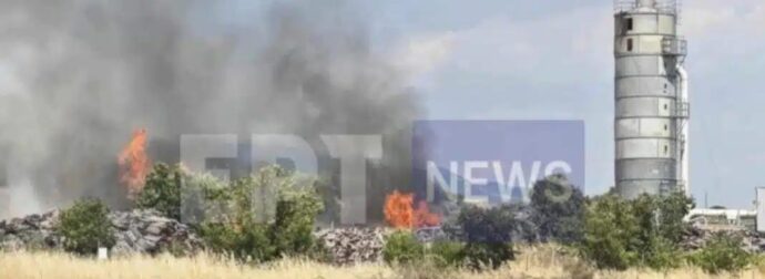 Φωτιά στις Σέρρες – Καίγεται εργοστάσιο ξυλείας (εικόνες)