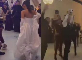 Γάμος Κατσούλη & Ρουμελιώτη: Η νύφη έβαλε «γκολ» στον γαμπρό – Βίντεο από το γαμήλιο γλέντι
