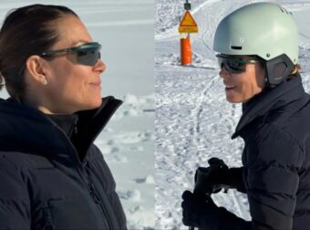 Τι γυναίκα: Η Βίκυ Καγιά με κολλητή ολόσωμη μαύρη φόρμα στα 47, κάνει σκι στις γαλλικές Άλπεις