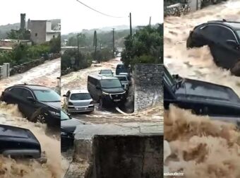 ΑΝΟΙΞΑΝ ΟΙ ΟΥΡΑΝΟΙ: ΑΥΤΟΚΙΝΗΤΑ ΠΑΡΑΣΥΡΘΗΚΑΝ ΠΛΗΜΜΥΡΙΣΑΝ ΣΠΙΤΙΑ ΑΠΟ ΤΗΝ ΚΑΤΑΙΓΙΔΑ ΠΟΥ ΧΤΥΠΗΣΕ ΤΗΝ ΠΕΡΙΟΧΗ – ΒΙΝΤΕΟ ΣΟΚ