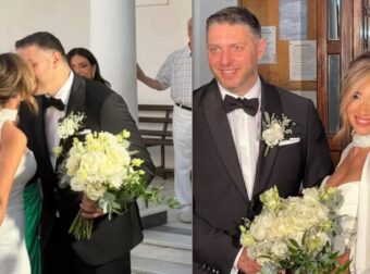 Δεν έπαιρναν τα μάτια τους από πάνω της: Το νυφικό της Γωγώς Μπαλή στον γάμο με τον Βασίλη Τσεκούρα